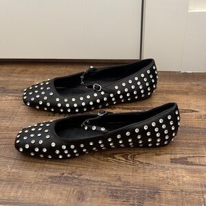 JustFab Black Studded Flats